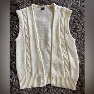 Vintage Cream Cable Knit Women's Sweater Vest